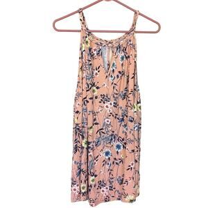 Daniel Rainn Size 2X Floral Pink Sleeveless Blouse Braided Neckline Tunic Top